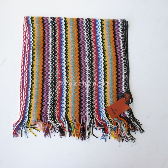 NWT Missoni Wool Chevron Pattern Multicolor Scarf - Picture 6 of 9